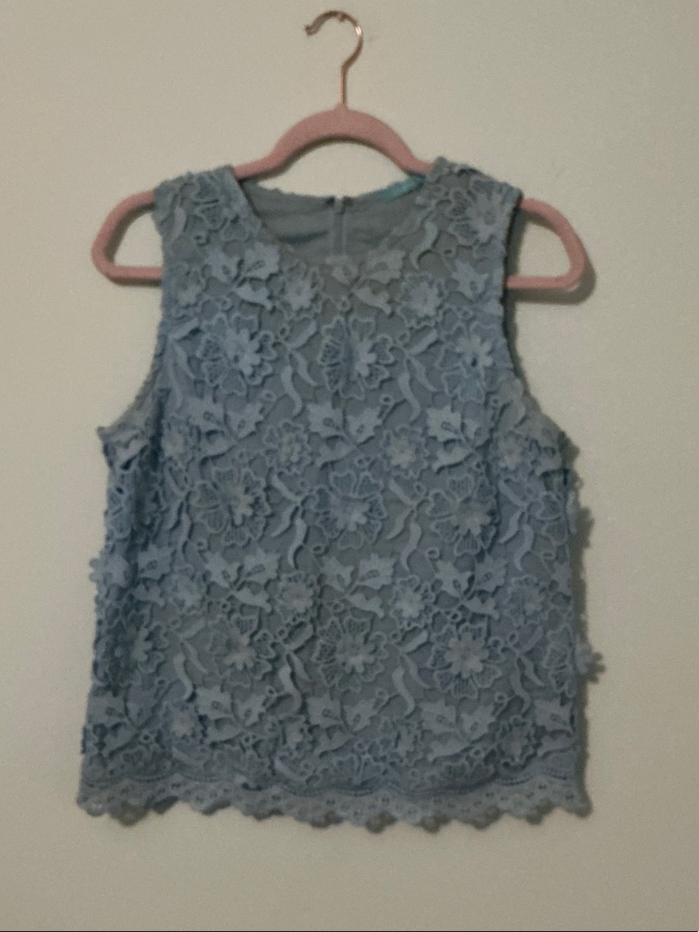J. McLaughlin Light Blue Floral Lace Sleeveless Top